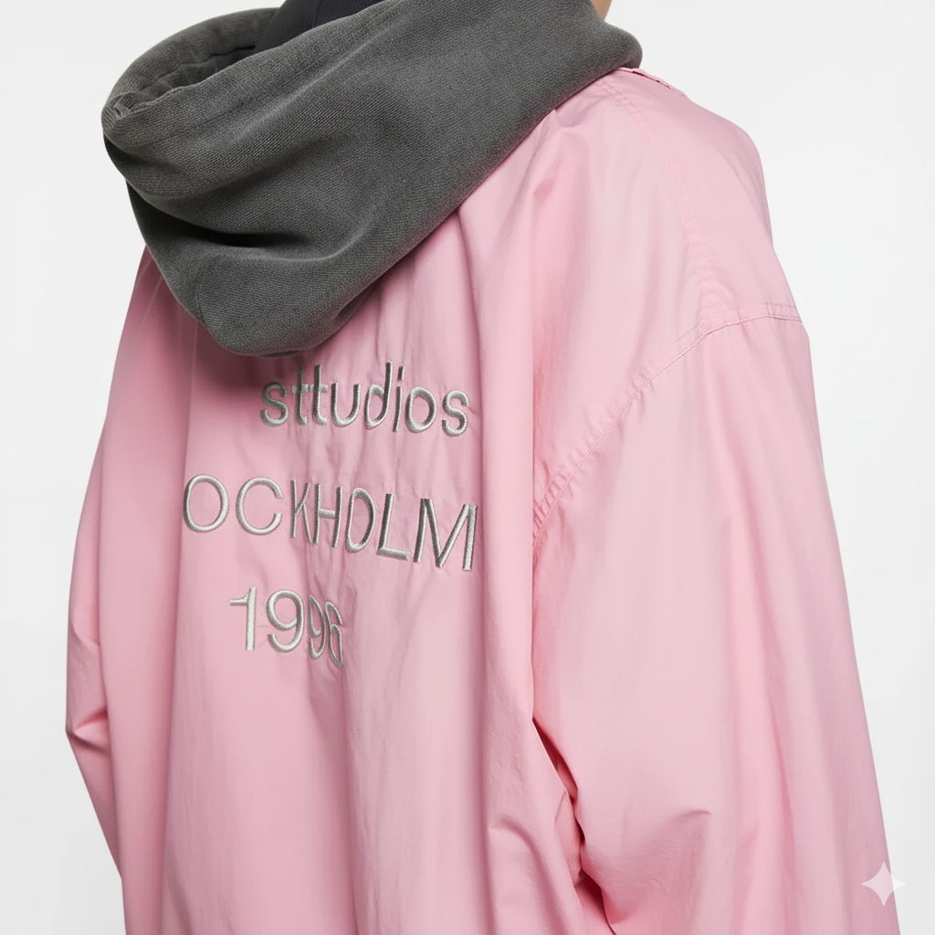 Signature Tunica Men's Loose Fit Streetwear Embroidery Stand Collar Coat Jacket