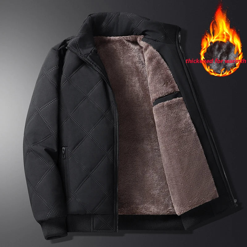 Signature Tunica Men's Thick Warm Parker Checkered Cotton Black Jacket